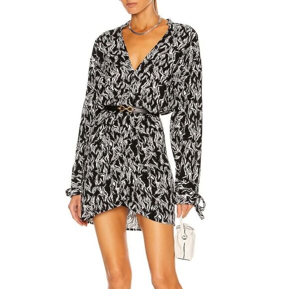 IRO Yhaz Mini Dress Long Sleeve in Black and White - Picture 8 of 8